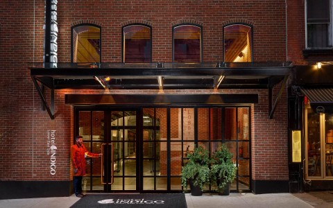 a the front entrance to the hotel