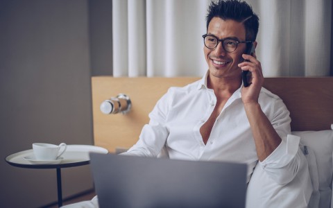 a man talking on the phone