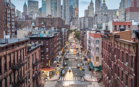 an aerial shot of the city