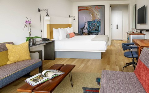 a large bedroom in a guest suite