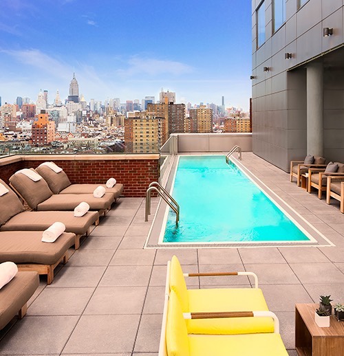 the rooftop pool deck