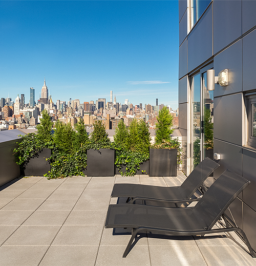 terrace with view of NYC